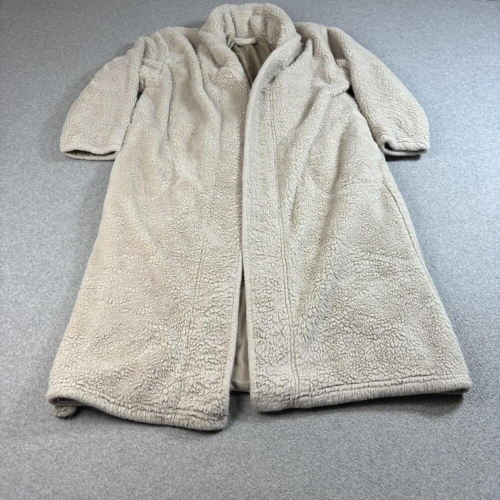 Minky Couture Robe Womens Small Beige Plush Fleece Belted Long Cozy Comfortable